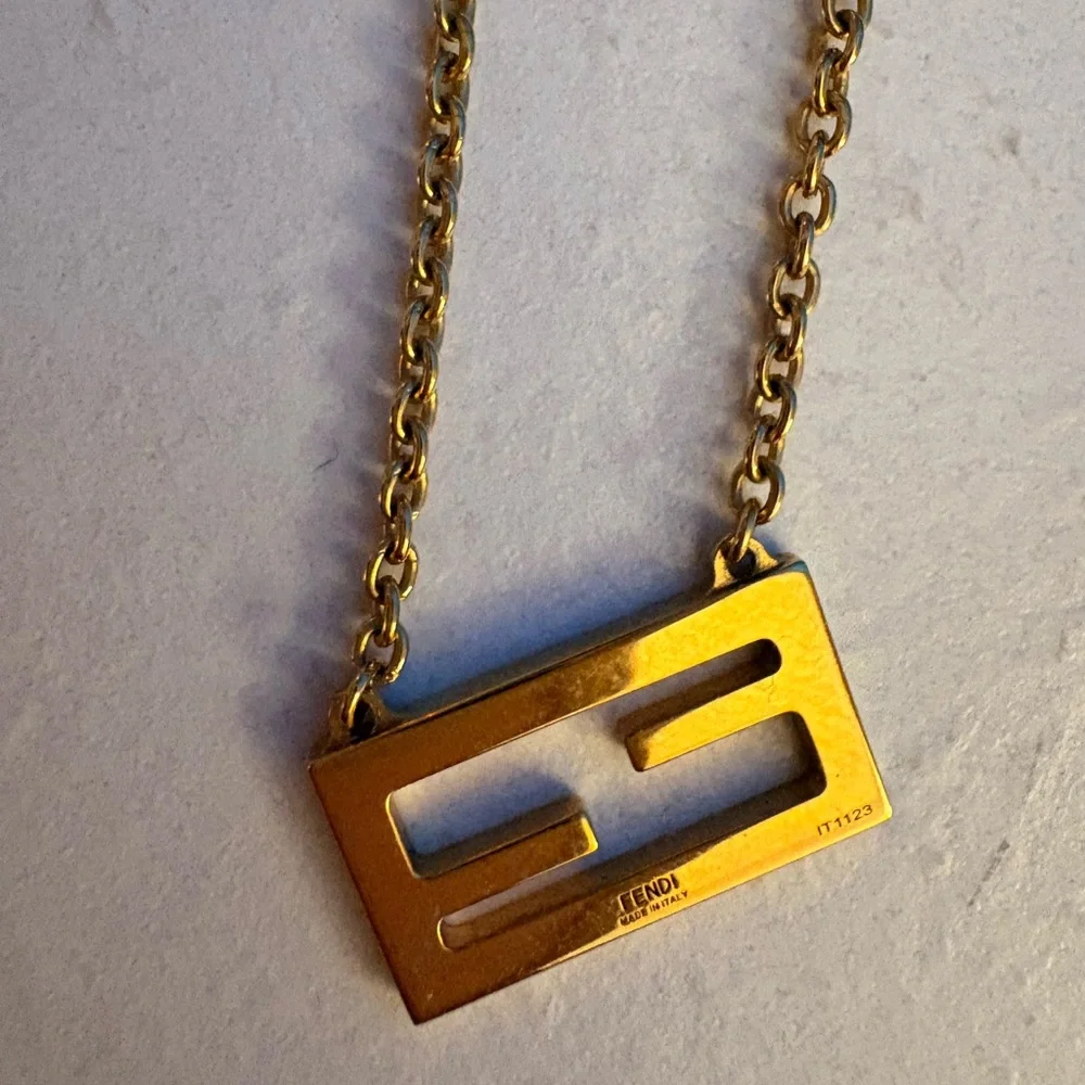 Fendi Gold Chain Necklace with Rectangular Pendant - Picture 2 of 3
